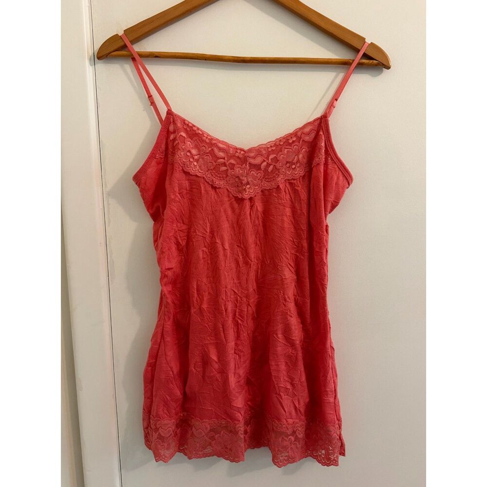 Maurices Y2K Stretch Lace Top Size M Coral Layering Cami Coquette Fairy Romantic
